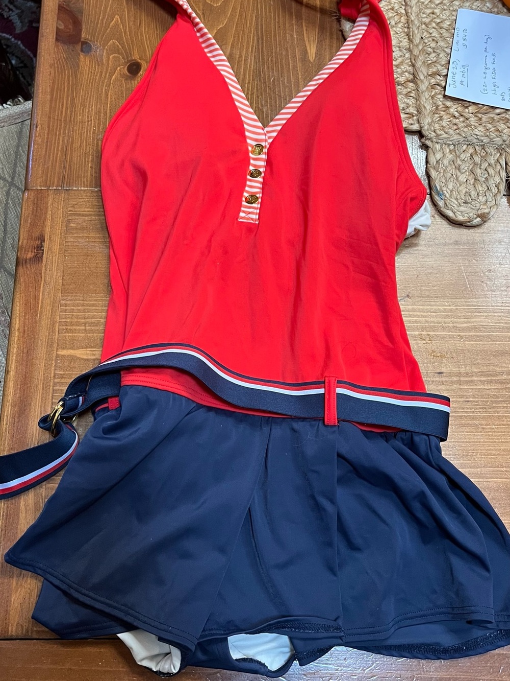 Tommy Hilfiger Red and Navy Athletic Dress
